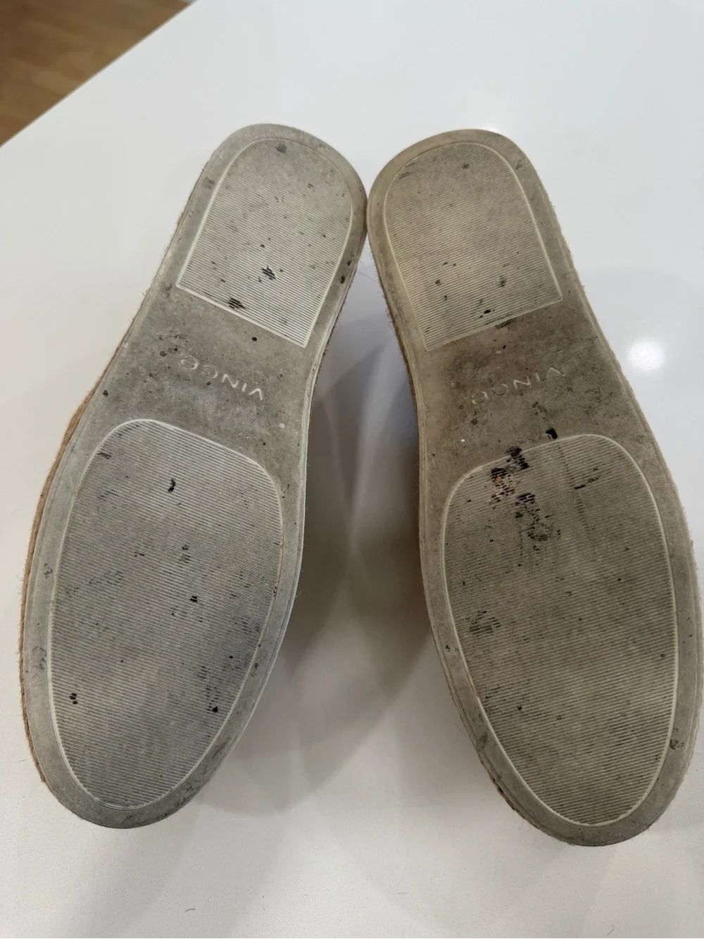 VINCE Beige Suede Espadrille Platform Slip-Ons
